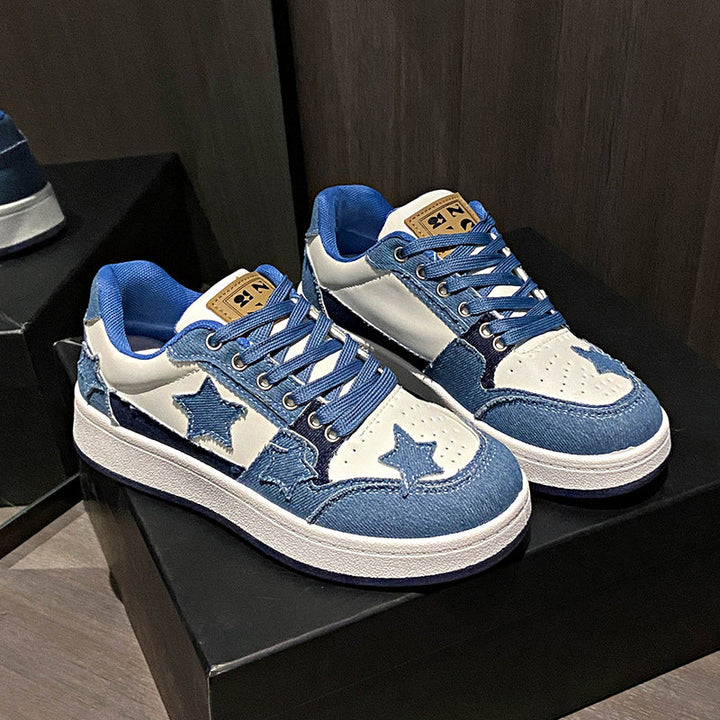 Damen Sportliche Sneakers mit modischen Sternen-Applikationen Drune
