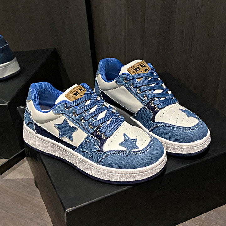 Damen Plateau-Sneaker mit Sternapplikationen und gepolstertem Innenfutter Drune