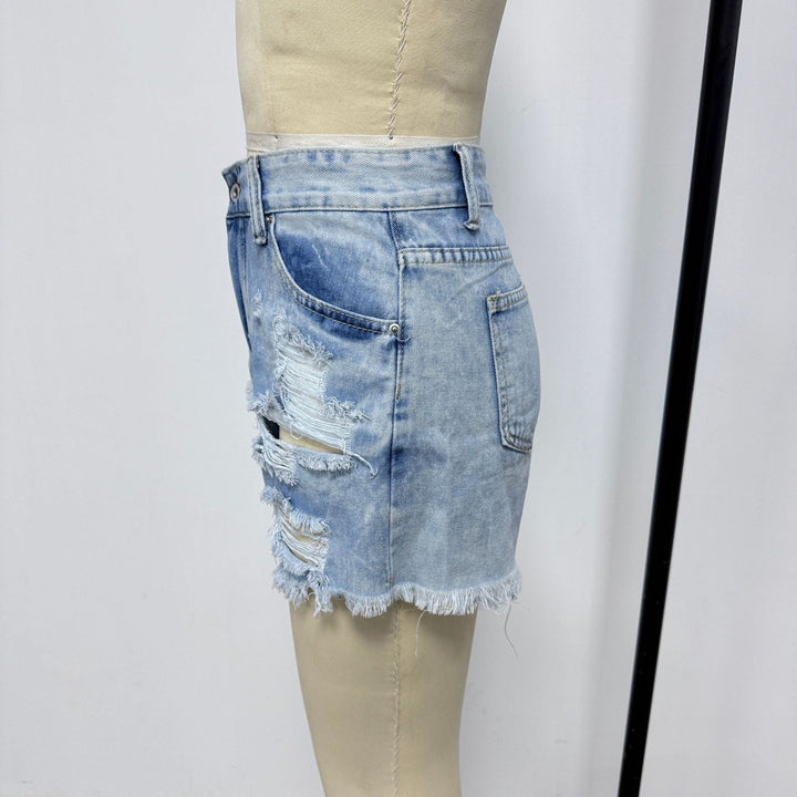 Damen Destroyed Denim-Shorts im lässigen Stil Drune