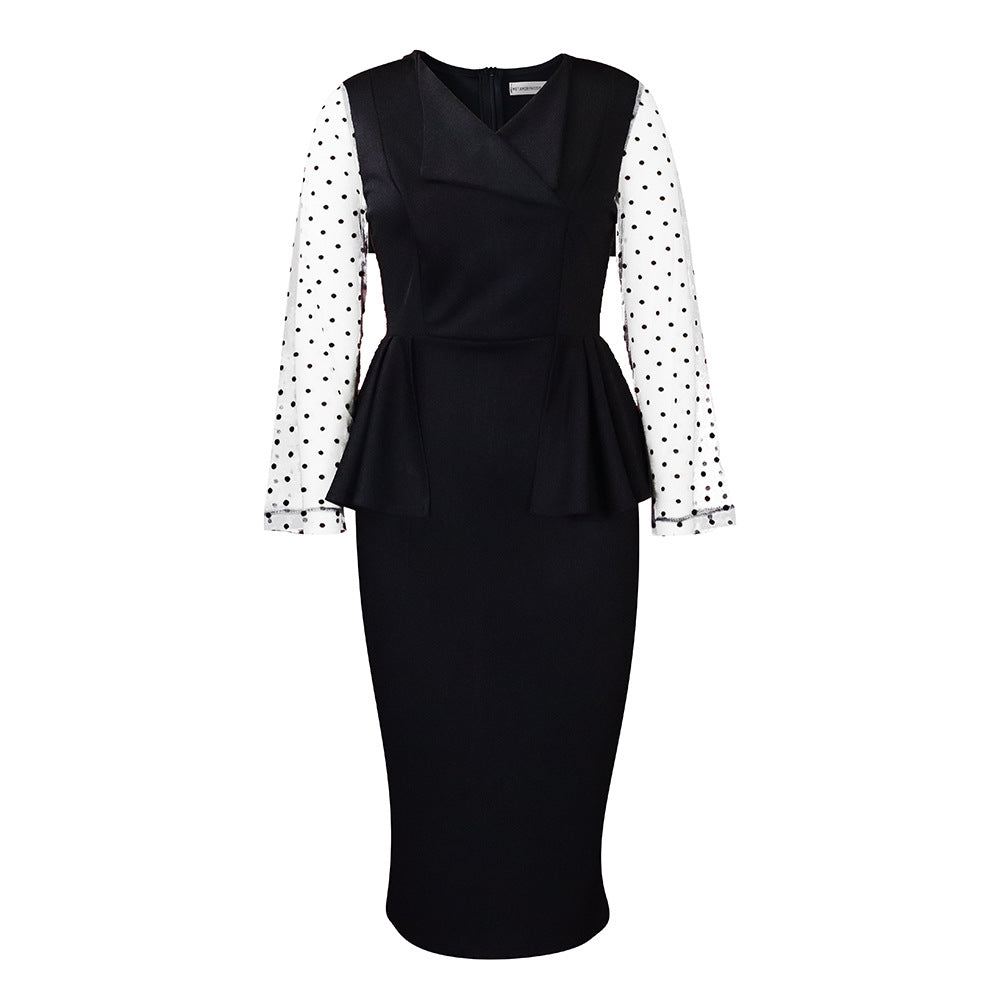 Damen Elegantes Business-Kleid mit Puffärmeln Drune
