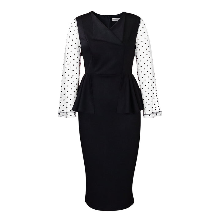 Damen Elegantes Business-Kleid mit Puffärmeln Drune