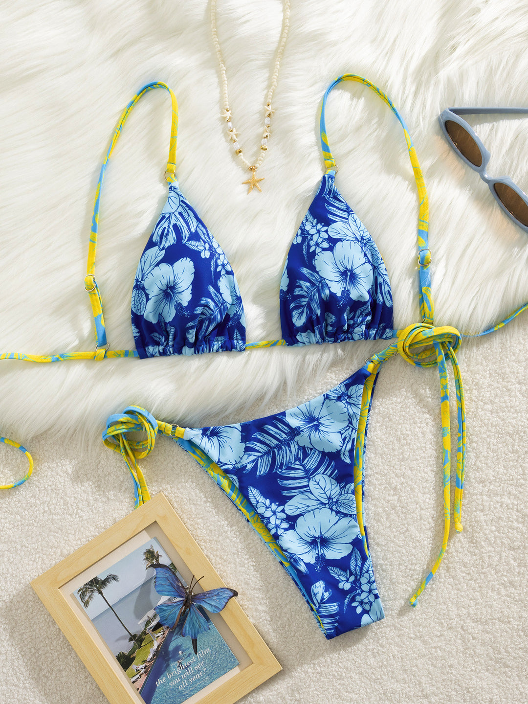Damen Triangel-Bikini mit floralen Mustern Drune