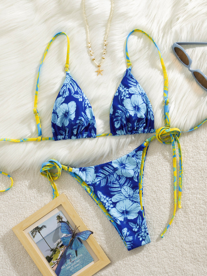 Damen Triangel-Bikini mit floralen Mustern Drune