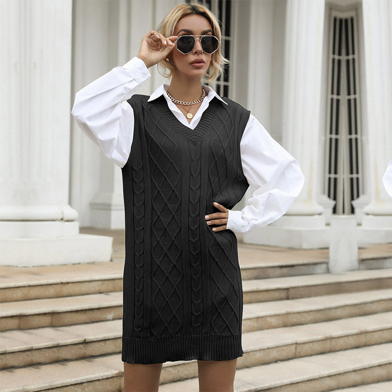Damen Lässiger Strickpulloverkleid Drune