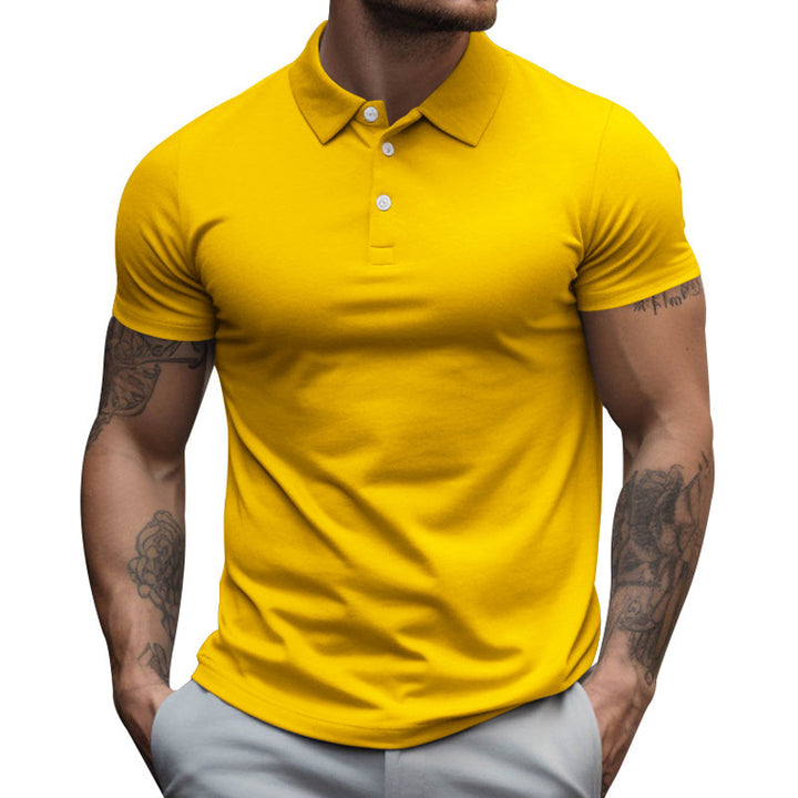 Herren nan tailliertes Stretch-Polo mit Hemdkragen kurzer Knopfleiste und körpernahem Schnitt Drune