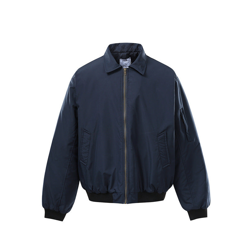 Unisex Kurz geschnittene Boxy‑Bomberjacke mit Reißverschluss, Rippbündchen und Ärmel‑Utilitytasche Drune