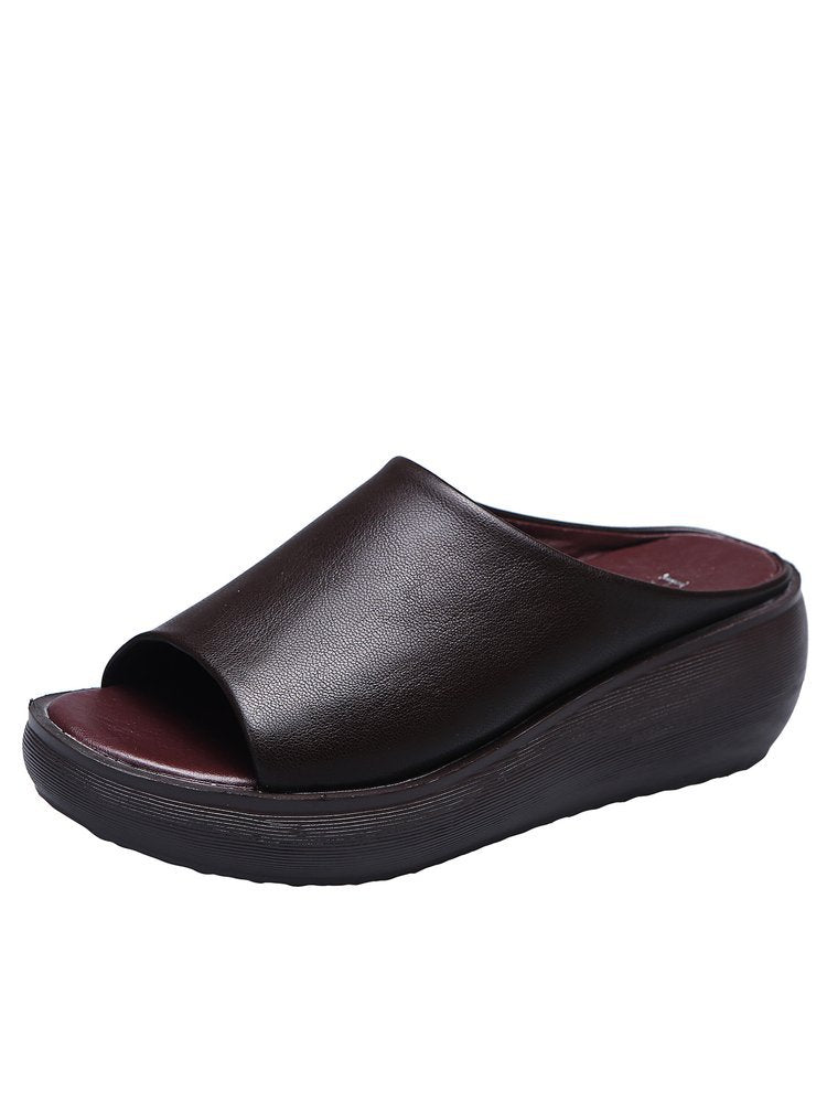 Damen Komfortable Plateau-Sandalen mit weichem Obermaterial und anatomischem Fußbett Drune