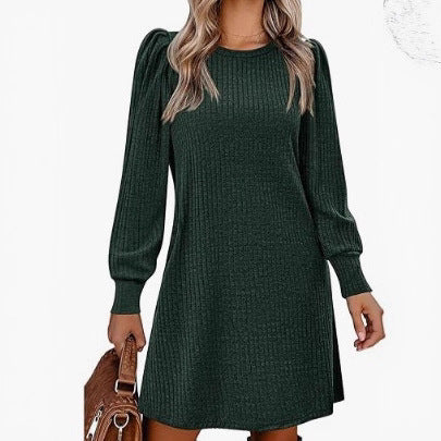 Damen Pulloverkleid mit Rüschendetails und seitlichen Taschen Drune