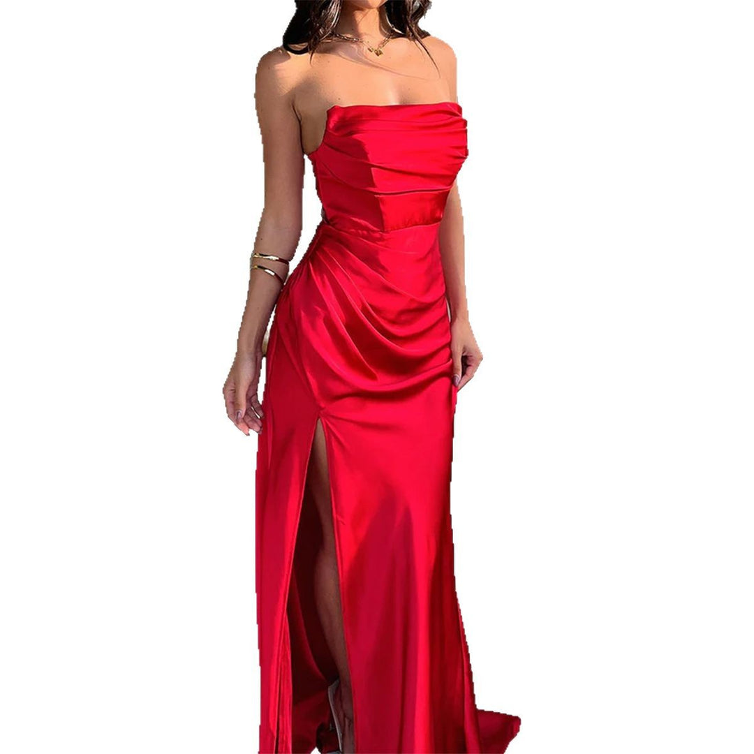 Damen Maxikleid mit schimmernden Details und hohem Schlitz Drune