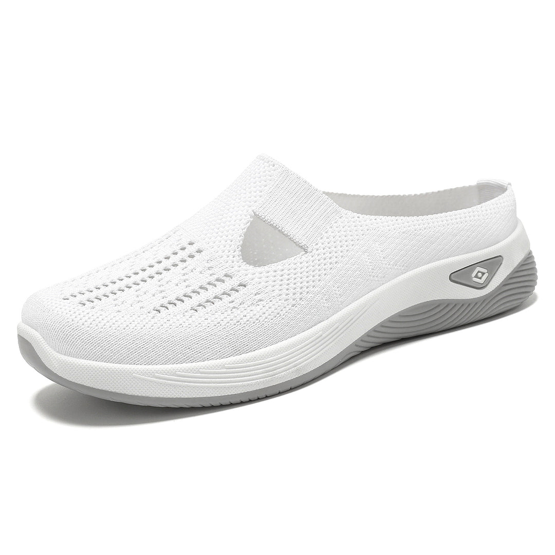 Damen nan atmungsaktive Strick-Slipper Clog mit seitlicher Cut-Out-Öffnung, dämpfender EVA- und PU-Zwischensohle Drune