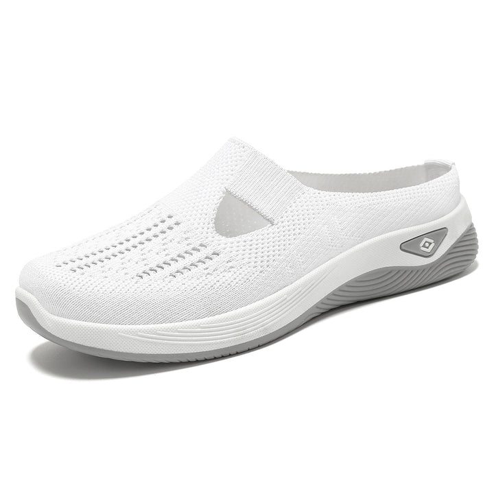 Damen nan atmungsaktive Strick-Slipper Clog mit seitlicher Cut-Out-Öffnung, dämpfender EVA- und PU-Zwischensohle Drune