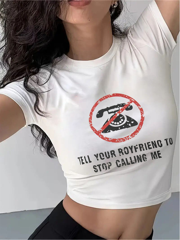 Damen Crop-T-Shirt mit Ihrem kreativen Spruch Drune