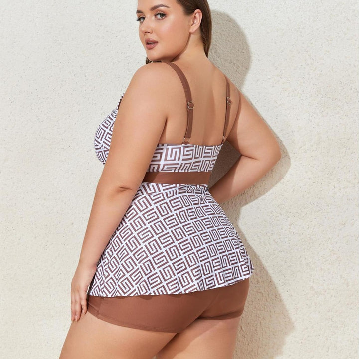 Damen Modischer Tankini mit skulpturalen Musteranwendungen Drune