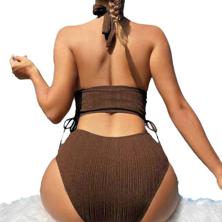 Damen Hochtailliertes Bikini-Set mit verstellbaren Trägern und elegantem Schnitt Drune