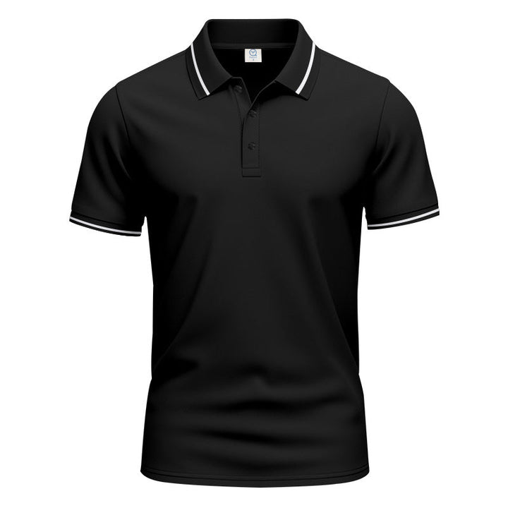 Herren nan atmungsaktives Interlock-Poloshirt mit Kontrast-Tipping, kurzer Knopfleiste und schmaler Silhouette Drune
