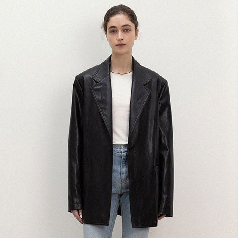 Damen Oversized Kunstlederblazer Drune