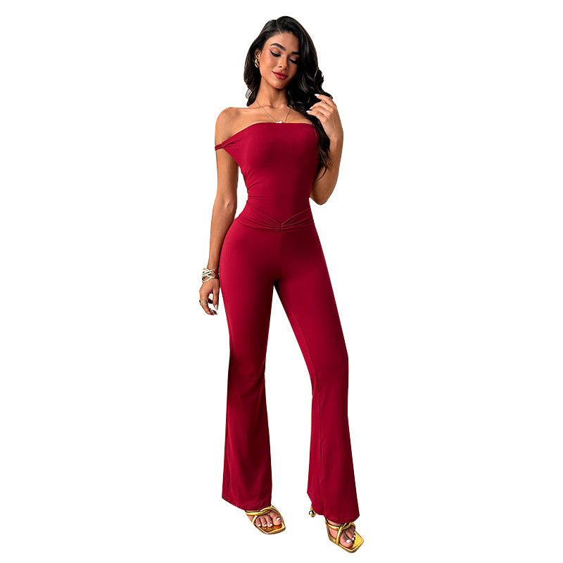Damen eleganter Off-Shoulder-Jumpsuit mit figurbetontem Design Drune