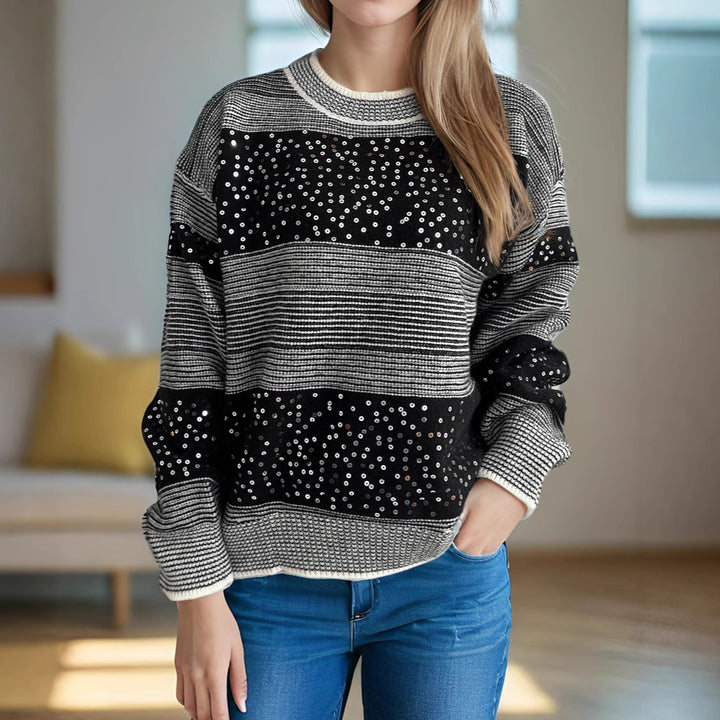 Damen modischer Pullover mit funkelnden Applikationen Drune