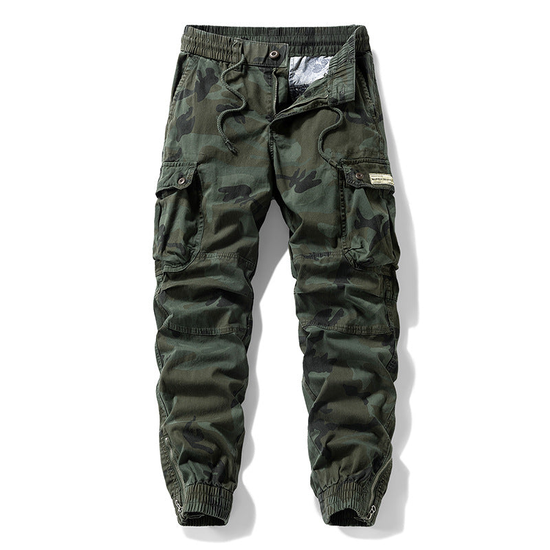 Herren Taktische Cargo‑Jogginghose im Camouflage‑Military‑Look mit Tunnelzugbund, Knieabnähern und Multifachtaschen Drune