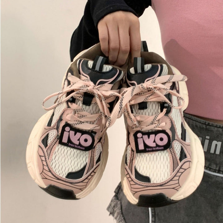 Damen Sportliche Sneakers mit atmungsaktivem Mesh und rutschfester Sohle Drune