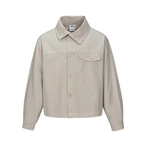 Unisex Kurz geschnittene Boxy-Hemdjacke mit durchgehender Knopfleiste und Pattentasche Drune