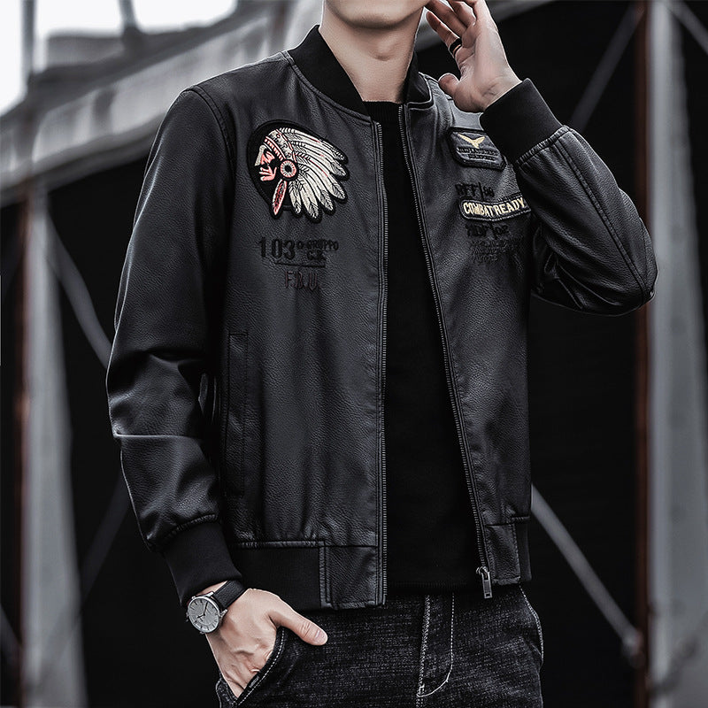 Herren Modische Bomberjacke mit Schulterpatches Drune