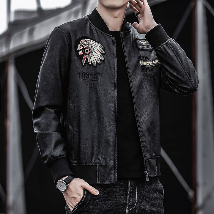 Herren Modische Bomberjacke mit Schulterpatches Drune