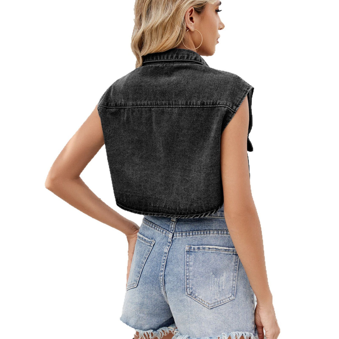 Damen Jeansweste im modernen Cropped-Design mit praktischen Taschen Drune