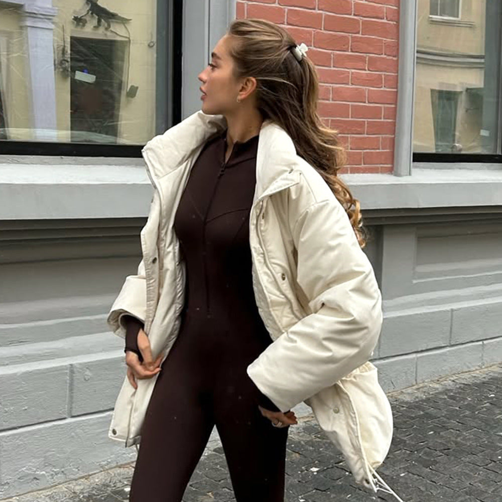 Damen Lässige Oversized-Daunenjacke mit Taillenzug Drune