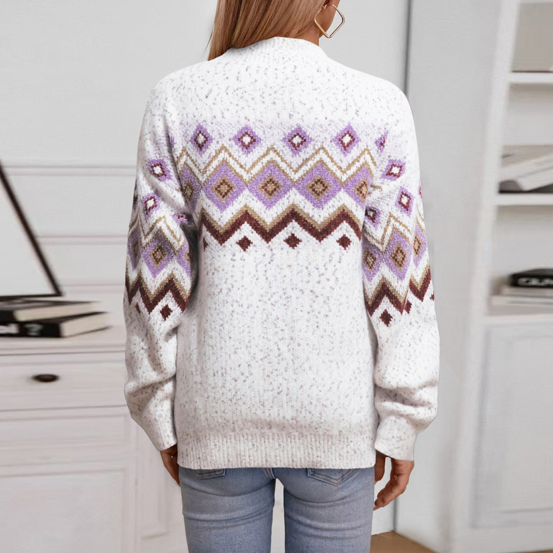 Damen Strickpullover mit geometrischem Muster Drune