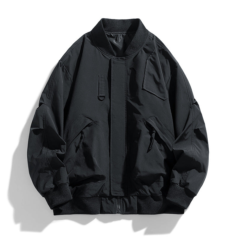 Men's  oversized military-inspired flight bomber jacket with utility pockets Drune
