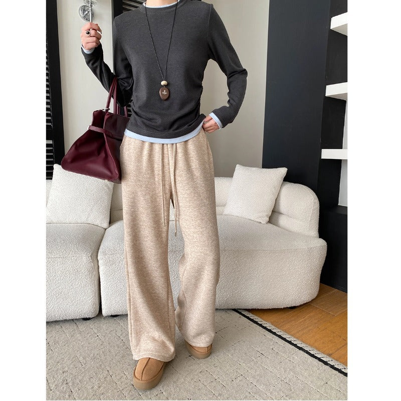Damen lässige Sweatpants mit elastischem Bund und weitem Bein Drune