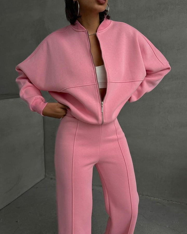 Damen Lässiges Zweiteiliges Lounge-Set mit weitem Oberteil und Flared Pants Drune