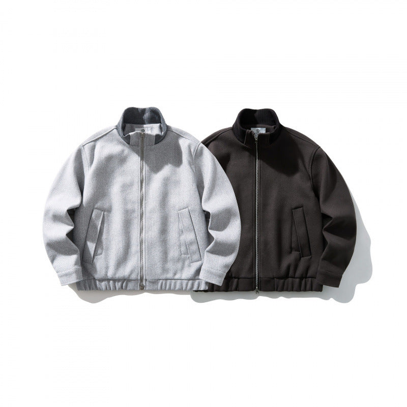 Unisex Boxy-Wollmix-Blouson mit Stehkragen und Elastiksaum Drune