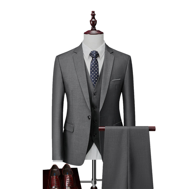 Herren Dreiteiliger Slim-Fit Businessanzug mit Weste und schmaler Silhouette Drune