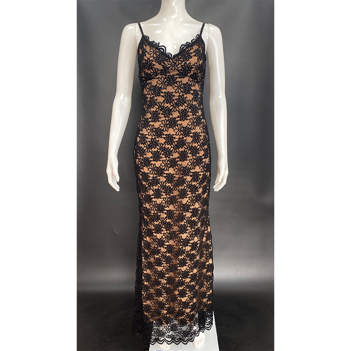 Damen Elegantes Spitzenkleid mit floralen Akzenten Drune