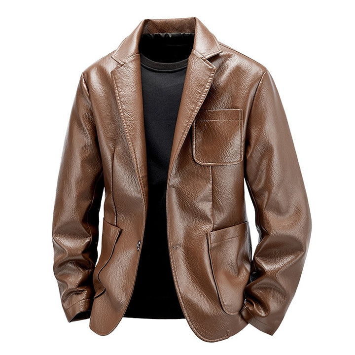 Herren Elegante Kunstlederjacke im klassischen Schnitt Drune