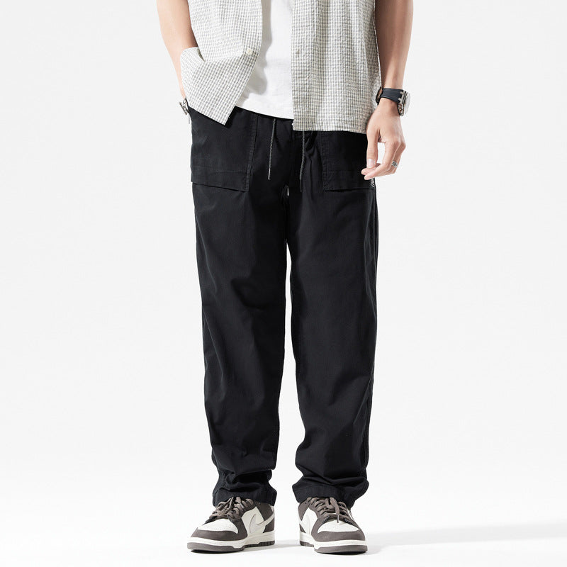 Herren Baggy-Cargo-Hose im Workwear-Look mit elastischem Kordelbund, aufgesetzten Klapptaschen und verstärkten Nähten Drune