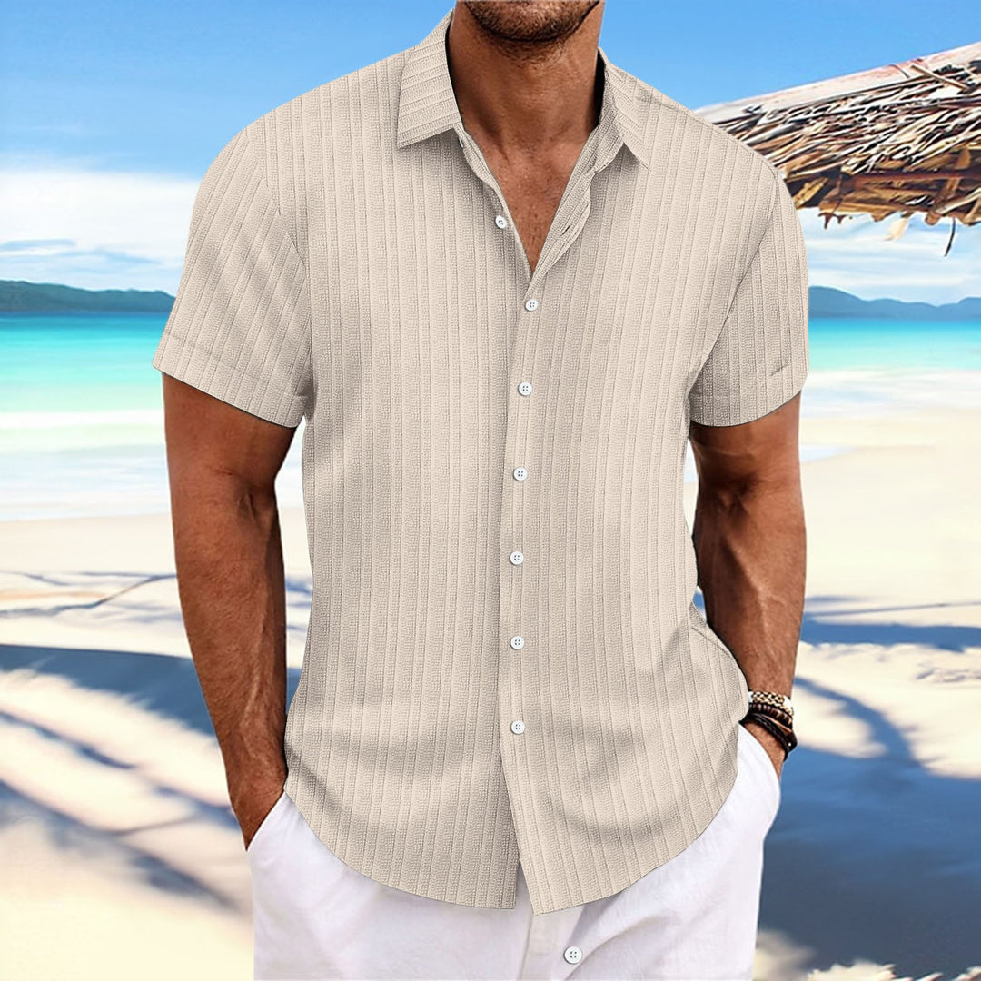 Herren Kurzarm gestreiftes lässiges Button-Up Hemd Drune