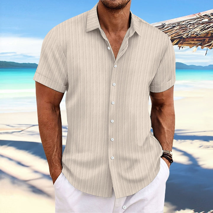 Herren Kurzarm gestreiftes lässiges Button-Up Hemd Drune