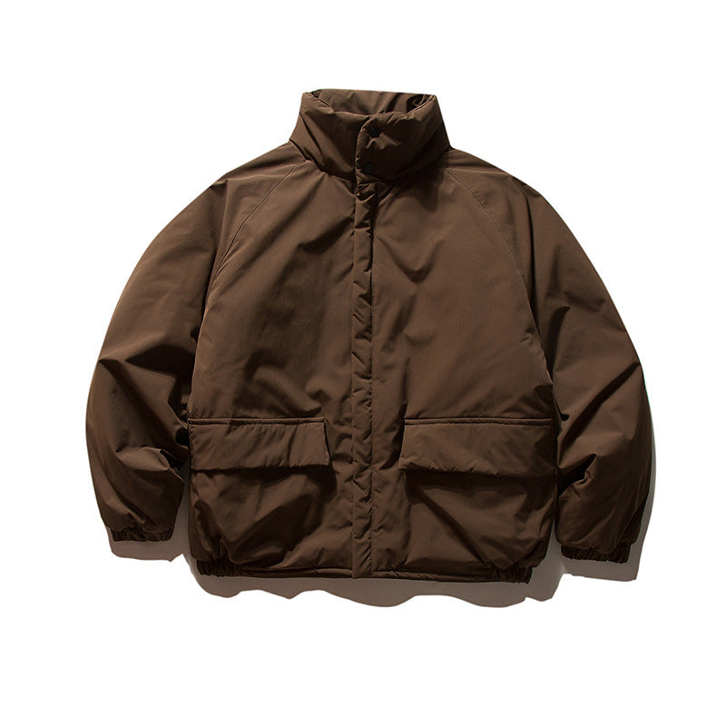 Unisex Boxy Wattierte Übergangsjacke mit hohem Stehkragen, elastischen Bündchen und aufgesetzten Klappentaschen Drune