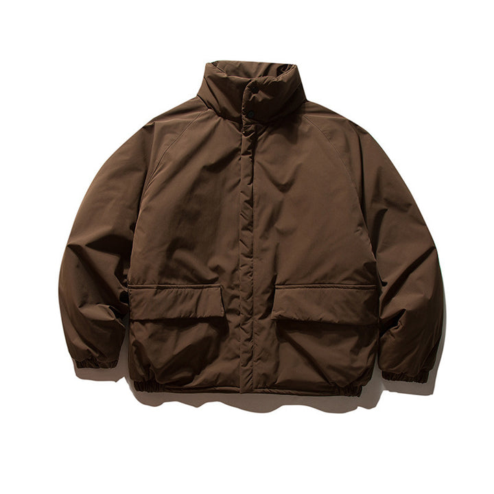 Unisex Boxy Wattierte Übergangsjacke mit hohem Stehkragen, elastischen Bündchen und aufgesetzten Klappentaschen Drune