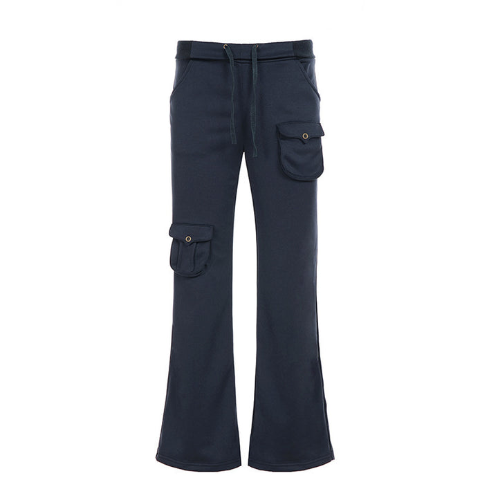Damen Flared Cargo-Jogginghose mit Tunnelzug und aufgesetzten Klappentaschen Drune
