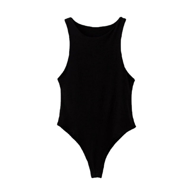 Damen sportlicher Einteiler mit hohen Beinausschnitten und rundem Halsausschnitt Drune