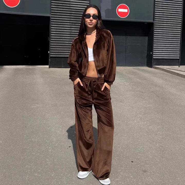 Damen bequemer Sportanzug mit lockerer Passform und Kapuzenjacke Drune