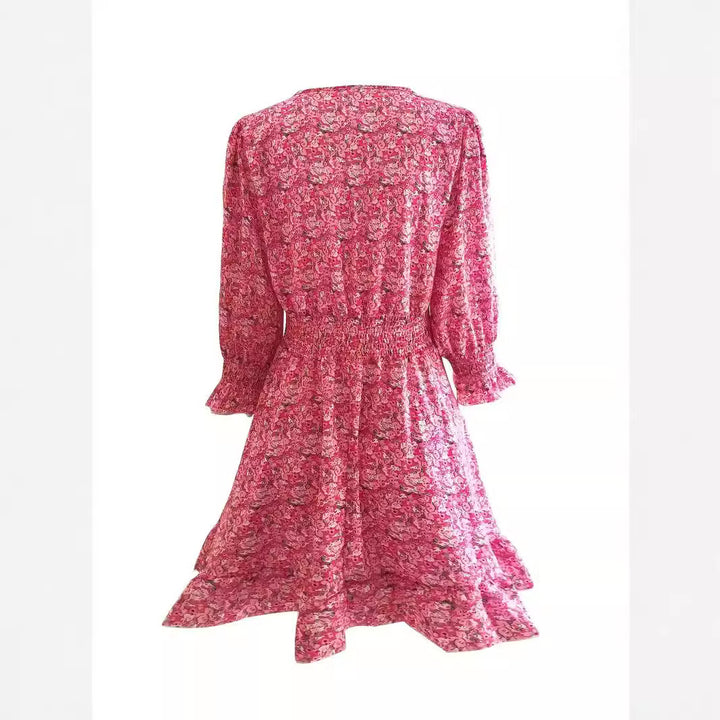 Damen Verspieltes und elegantes Minikleid mit tiefem V-Ausschnitt und Rüschendetails Drune