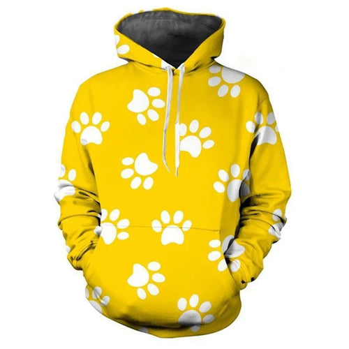 Damen Lustiger Kapuzenpullover mit Pfotenmotiv Drune