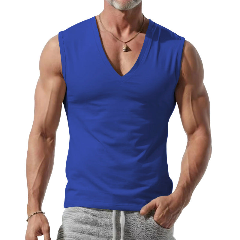 Herren nan figurbetontes ärmelloses V-Ausschnitt Muskelshirt Drune