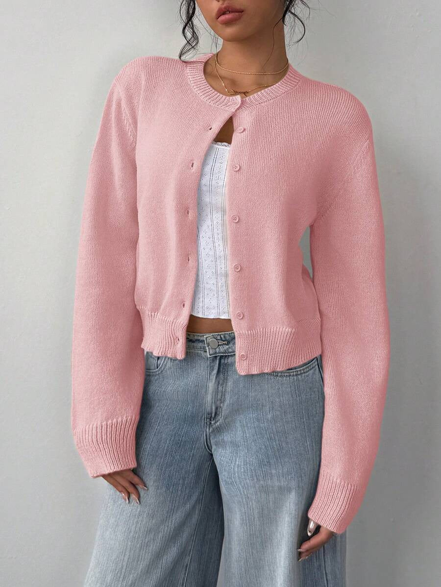 Damen Strickjacke aus softer Baumwolle mit Knopfdetails Drune
