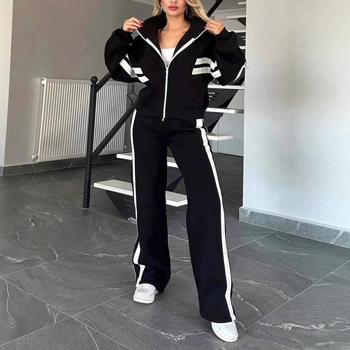 Damen Zweiteiliges Sweatset mit Reißverschlussjacke und High‑Waist Relaxed-Jogginghose Drune